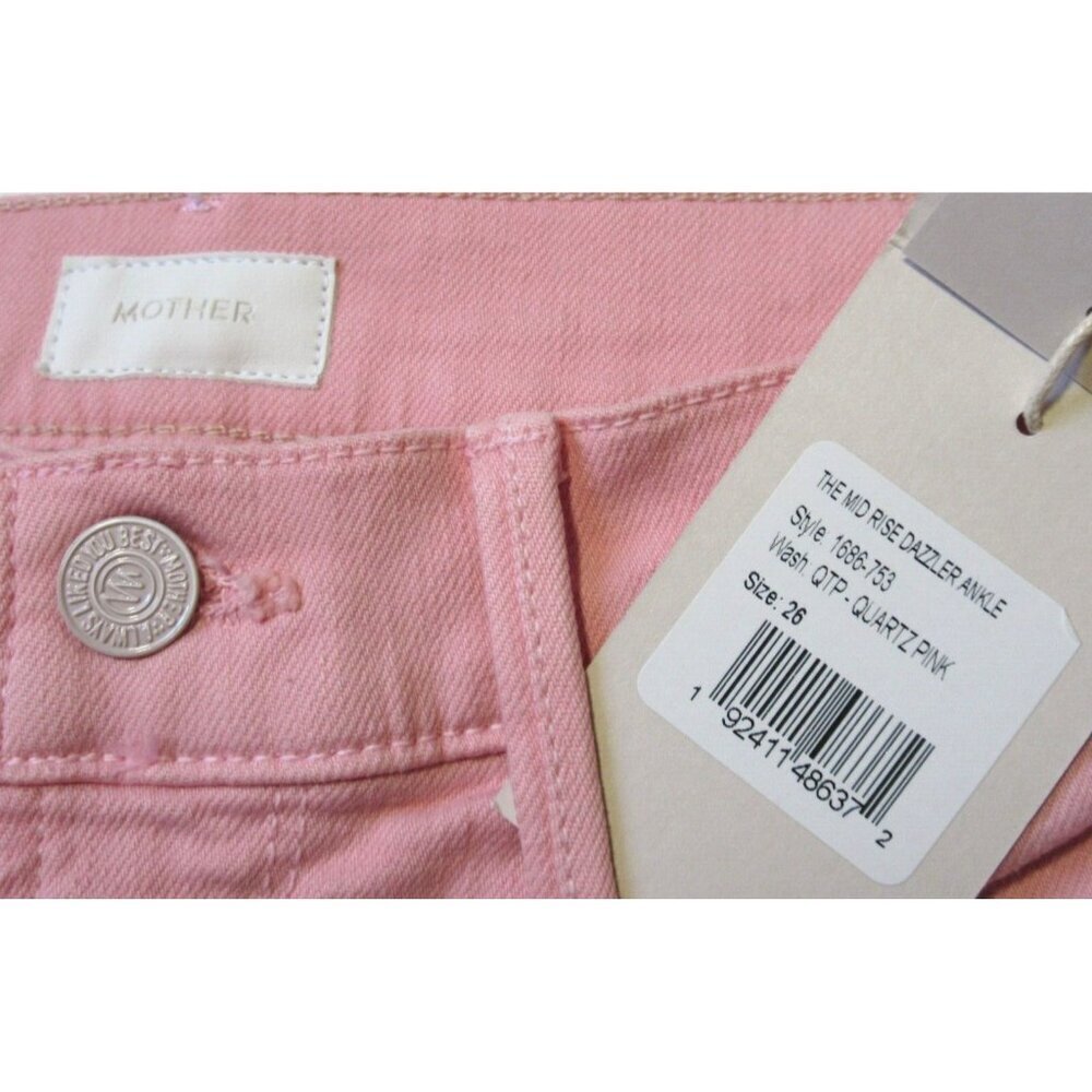 NWT Mother Mid Rise Dazzler Ankle in Play Date Quartz Pink Stretch Jeans 26 - Picture 3 of 8